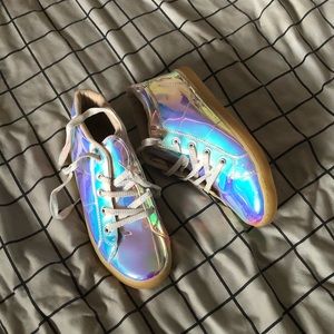 Holographic shoes with white laces
